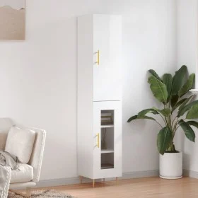 Aparador alto madera contrachapada blanco brillo 34,5x34x180 cm de vidaXL, Aparadores - Ref: Foro24-3199035, Precio: 102,45 €...
