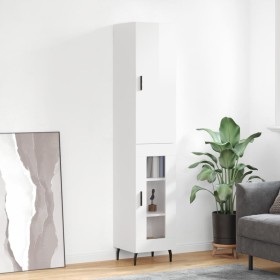 Aparador alto madera contrachapada blanco brillo 34,5x34x180 cm de vidaXL, Aparadores - Ref: Foro24-3199059, Precio: 116,92 €...