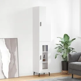 Aparador alto madera contrachapada blanco brillo 34,5x34x180 cm de vidaXL, Aparadores - Ref: Foro24-3199059, Precio: 115,41 €...