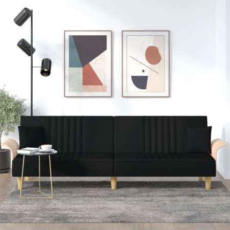 Sofá cama con reposabrazos tela negro de vidaXL, Sofás - Ref: Foro24-351889, Precio: 332,60 €, Descuento: %