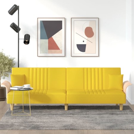 Sofá cama con reposabrazos tela amarillo claro de vidaXL, Sofás - Ref: Foro24-351891, Precio: 258,94 €, Descuento: %