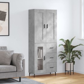 Aparador alto madera contrachapada gris hormigón 69,5x34x180 cm de vidaXL, Aparadores - Ref: Foro24-3199957, Precio: 168,03 €...