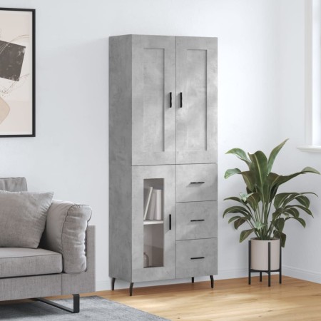 Aparador alto madera contrachapada gris hormigón 69,5x34x180 cm de vidaXL, Aparadores - Ref: Foro24-3199957, Precio: 168,03 €...