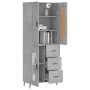 Aparador alto madera contrachapada gris hormigón 69,5x34x180 cm de vidaXL, Aparadores - Ref: Foro24-3199957, Precio: 168,03 €...