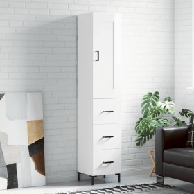 Aparador alto madera contrachapada blanco brillo 34,5x34x180 cm de vidaXL, Aparadores - Ref: Foro24-3200195, Precio: 127,45 €...