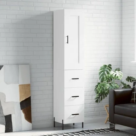 Hohes weißes Sperrholz-Sideboard 34,5 x 34 x 180 cm von vidaXL, Sideboards - Ref: Foro24-3200201, Preis: 128,22 €, Rabatt: %
