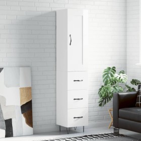 Aparador alto madera contrachapada blanco brillo 34,5x34x180 cm de vidaXL, Aparadores - Ref: Foro24-3200227, Precio: 118,43 €...