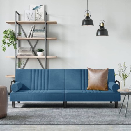 Sofá cama con reposabrazos terciopelo azul de vidaXL, Sofás - Ref: Foro24-351893, Precio: 270,39 €, Descuento: %