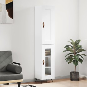 Aparador alto madera contrachapada blanco brillo 34,5x34x180 cm de vidaXL, Aparadores - Ref: Foro24-3200363, Precio: 106,58 €...