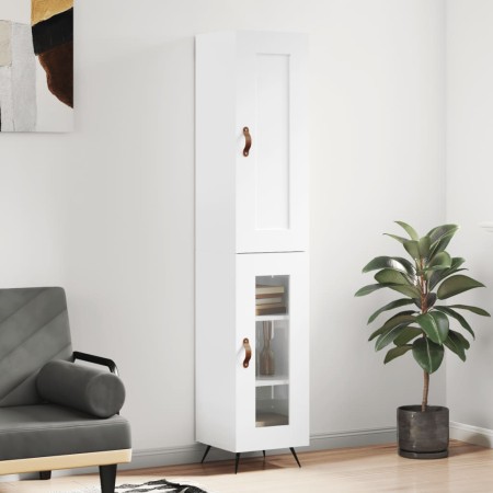 Aparador alto madera contrachapada blanco brillo 34,5x34x180 cm de vidaXL, Aparadores - Ref: Foro24-3200363, Precio: 106,58 €...