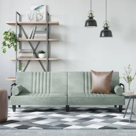 Sofá cama con reposabrazos terciopelo gris claro de vidaXL, Sofás - Ref: Foro24-351894, Precio: 261,59 €, Descuento: %