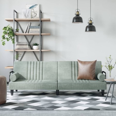 Sofá cama con reposabrazos terciopelo gris claro de vidaXL, Sofás - Ref: Foro24-351894, Precio: 266,24 €, Descuento: %