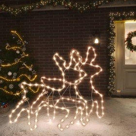 Figura de reno Navidad con LED 2 uds blanco cálido 57x55x4,5 cm en Decoración Festiva y Estacional | Comprar online en Foru.es
