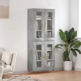 Aparador alto madera contrachapada gris hormigón 69,5x34x180 cm de vidaXL, Aparadores - Ref: Foro24-3198261, Precio: 156,44 €...