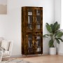 Aparador alto madera contrachapada roble ahumado 69,5x34x180 cm de vidaXL, Aparadores - Ref: Foro24-3198262, Precio: 163,62 €...