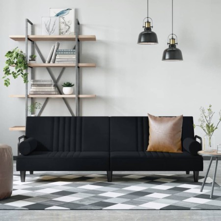 Sofá cama con reposabrazos terciopelo negro de vidaXL, Sofás - Ref: Foro24-351898, Precio: 299,23 €, Descuento: %