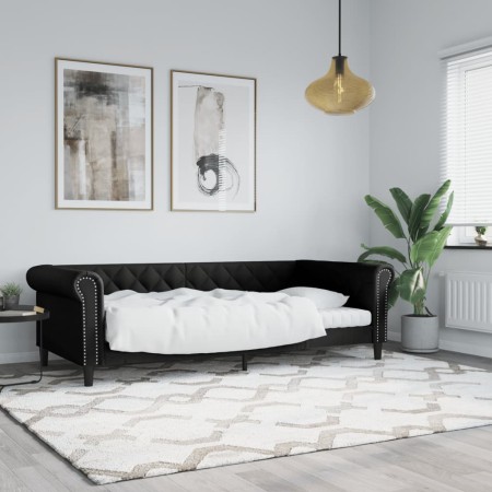 Sofá cama cuero sintético negro 90x200 cm de vidaXL, Camas y somieres - Ref: Foro24-354226, Precio: 215,17 €, Descuento: %