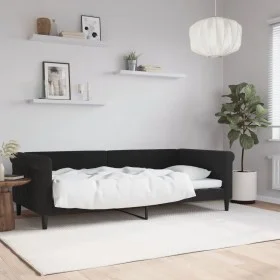 Black velvet sofa bed 90x200 cm by vidaXL, Beds and slatted bases - Ref: Foro24-354248, Price: 186,92 €, Discount: %