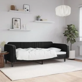 Black velvet sofa bed 90x200 cm by vidaXL, Beds and slatted bases - Ref: Foro24-354090, Price: 182,35 €, Discount: %