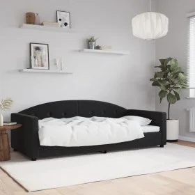 Black velvet sofa bed 90x200 cm by vidaXL, Beds and slatted bases - Ref: Foro24-354140, Price: 184,21 €, Discount: %