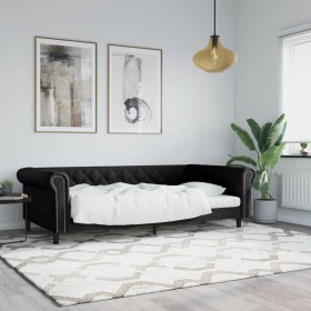 Sofá cama cuero sintético negro 100x200 cm de vidaXL, Camas y somieres - Ref: Foro24-354230, Precio: 237,61 €, Descuento: %