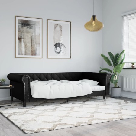 Sofá cama cuero sintético negro 100x200 cm de vidaXL, Camas y somieres - Ref: Foro24-354230, Precio: 237,61 €, Descuento: %