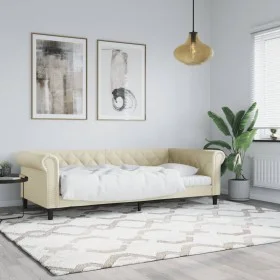 Cream synthetic leather sofa bed 90x200 cm by vidaXL, Beds and slatted bases - Ref: Foro24-354228, Price: 212,68 €, Discount: %
