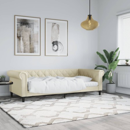 Sofá cama cuero sintético color crema 90x200 cm de vidaXL, Camas y somieres - Ref: Foro24-354228, Precio: 217,10 €, Descuento: %