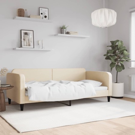 Sofá cama tela color crema 90x200 cm de vidaXL, Camas y somieres - Ref: Foro24-354037, Precio: 185,35 €, Descuento: %