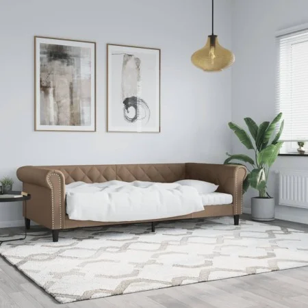 Sofá cama cuero sintético color capuchino 90x200 cm de vidaXL, Camas y somieres - Ref: Foro24-354229, Precio: 214,94 €, Descu...