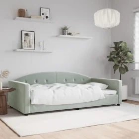 Light gray velvet sofa bed 100x200 cm by vidaXL, Beds and slatted bases - Ref: Foro24-354143, Price: 194,77 €, Discount: %