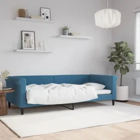 Blue velvet sofa bed 90x200 cm by vidaXL, Beds and slatted bases - Ref: Foro24-354243, Price: 185,60 €, Discount: %