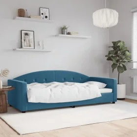 Blue velvet sofa bed 90x200 cm by vidaXL, Beds and slatted bases - Ref: Foro24-354135, Price: 186,45 €, Discount: %