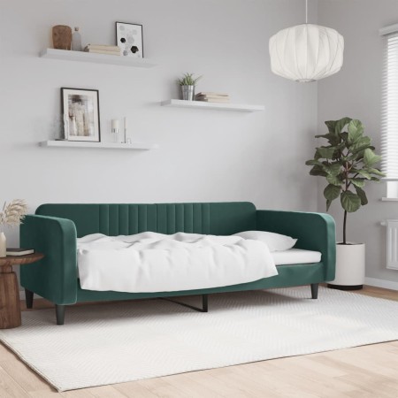 Sofá cama terciopelo verde oscuro 90x200 cm de vidaXL, Camas y somieres - Ref: Foro24-354088, Precio: 186,07 €, Descuento: %