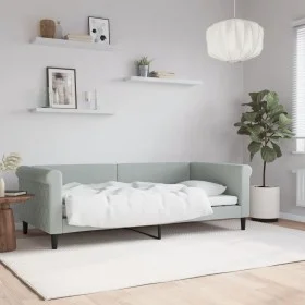 Hellgraues Samtschlafsofa 90x190 cm von vidaXL, Betten und Lattenroste - Ref: Foro24-354257, Preis: 181,79 €, Rabatt: %