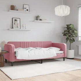 Pink velvet sofa bed 80x200 cm by vidaXL, Beds and slatted bases - Ref: Foro24-354082, Price: 179,18 €, Discount: %