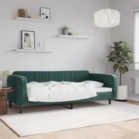 Dark green velvet sofa bed 100x200 cm by vidaXL, Beds and slatted bases - Ref: Foro24-354095, Price: 185,13 €, Discount: %