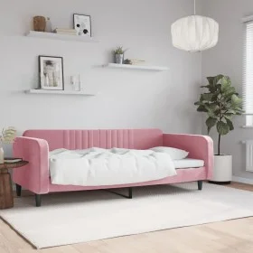Pink velvet sofa bed 100x200 cm by vidaXL, Beds and slatted bases - Ref: Foro24-354096, Price: 185,13 €, Discount: %