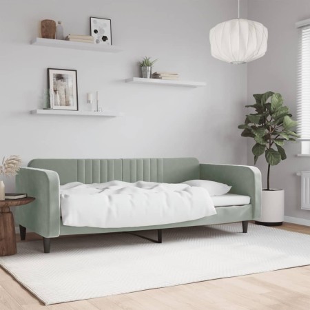 Sofá cama terciopelo gris claro 90x190 cm de vidaXL, Camas y somieres - Ref: Foro24-354099, Precio: 179,82 €, Descuento: %