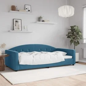 Blue velvet sofa bed 100x200 cm by vidaXL, Beds and slatted bases - Ref: Foro24-354142, Price: 186,87 €, Discount: %