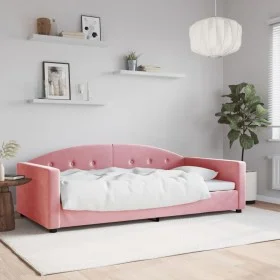 Pink velvet sofa bed 100x200 cm by vidaXL, Beds and slatted bases - Ref: Foro24-354146, Price: 194,80 €, Discount: %