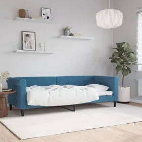 Blue velvet sofa bed 80x200 cm by vidaXL, Beds and slatted bases - Ref: Foro24-354236, Price: 183,19 €, Discount: %