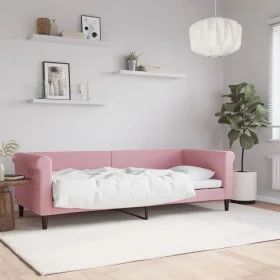 Pink velvet sofa bed 80x200 cm by vidaXL, Beds and slatted bases - Ref: Foro24-354240, Price: 183,19 €, Discount: %