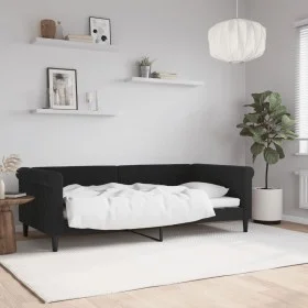 Black velvet sofa bed 90x190 cm by vidaXL, Beds and slatted bases - Ref: Foro24-354259, Price: 184,61 €, Discount: %