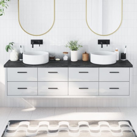 Encimera de baño madera tratada marrón oscuro 200x40x(2-4) cm de vidaXL, Encimeras - Ref: Foro24-3156267, Precio: 113,36 €, D...