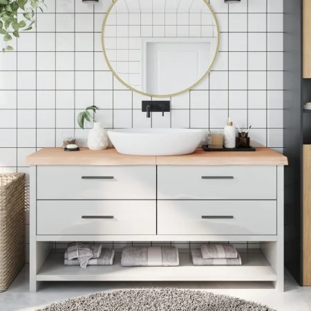 Encimera de baño madera maciza sin tratar 160x60x(2-6) cm de vidaXL, Encimeras - Ref: Foro24-3156064, Precio: 129,55 €, Descu...