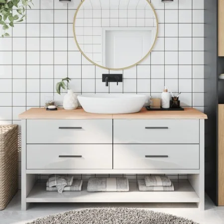 Encimera de baño madera maciza sin tratar 160x50x(2-4) cm de vidaXL, Encimeras - Ref: Foro24-3156061, Precio: 95,14 €, Descue...