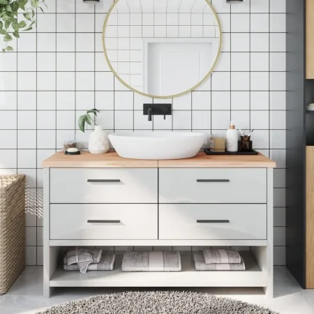 Encimera de baño madera maciza sin tratar 140x50x(2-4) cm de vidaXL, Encimeras - Ref: Foro24-3156053, Precio: 83,85 €, Descue...