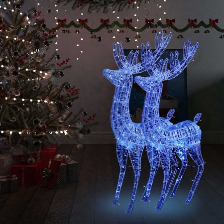 Renos de Navidad acrílico 250 LED 2 uds azul 180 cm en Decoración Festiva y Estacional | Comprar online en Foru.es
