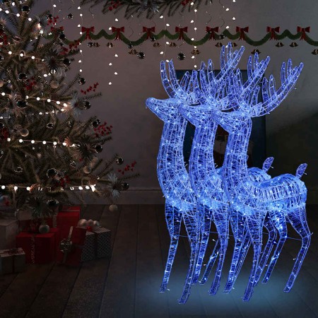 Renos de Navidad acrílico 250 LED 3 uds azul 180 cm en Decoración Festiva y Estacional | Comprar online en Foru.es